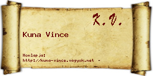 Kuna Vince névjegykártya